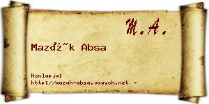 Mazák Absa névjegykártya